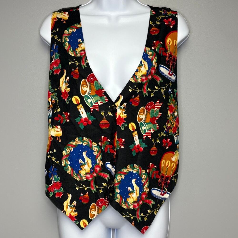 VTG Nutcracker‎ Teacher 90s Christmas Holiday Festive Party Vest Womens Sz L